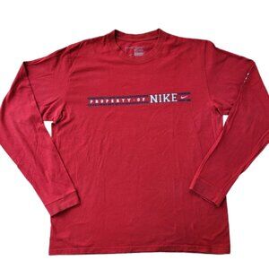 Vintage Y2K Nike Men’s Large Red Long Sleeve Graphic T-Shirt